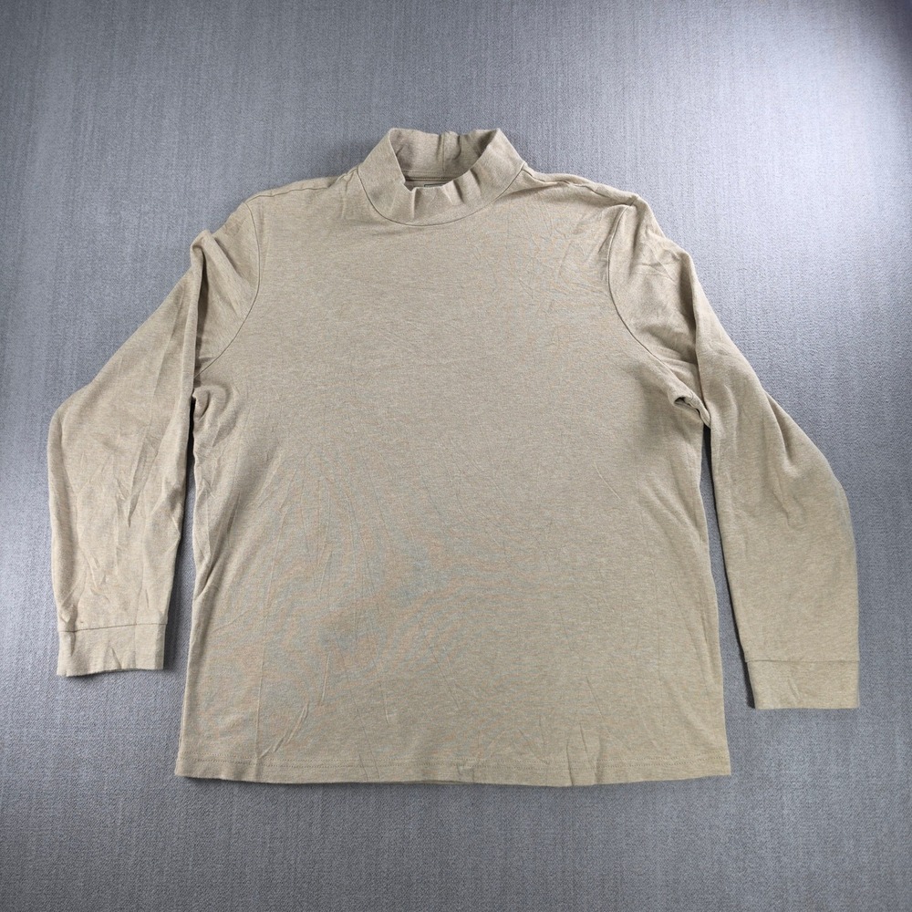 Club Room Mock Neck Shirt Mens XL Tan Long Sleeve Cotton‎ Solid Pullover